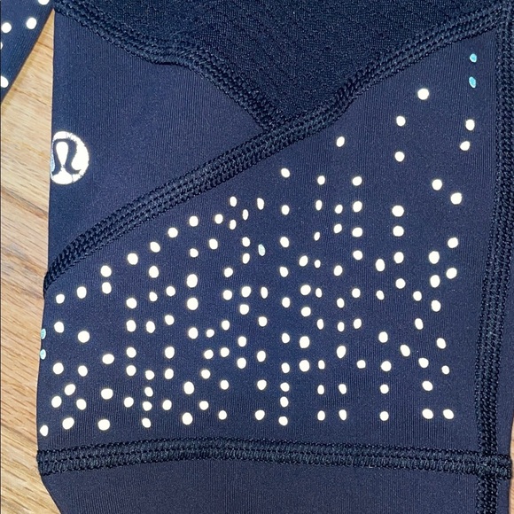 Lululemon Athletica Black/Teal Leggings with Reflective Dots -4 - Picture 4 of 9